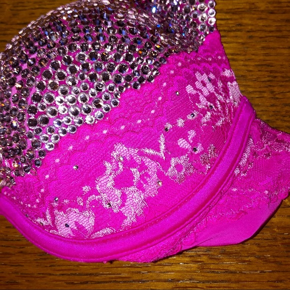 💖LIKE NEW VICTORIA SECRET CUSTOM BLING SPARKLE RHINESTONE PUSHUP PADDING 34B - Picture 4 of 10